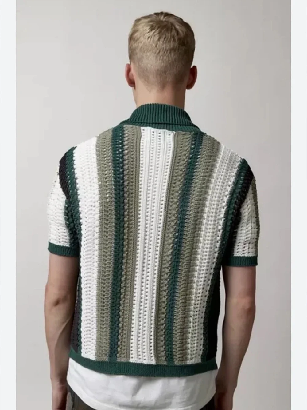 Urban Outfitters BDG Open Knit Crochet Button Up Shirt Coastal Grandpa Core M